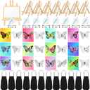Motipuns 12 Set Pre Drawn Canvas for Painting for Adults Sip and Paint Kit with Easels 8 x 10 Inches Paint Party Kit with Printed Canvas Paints Brushes Palette Bag Apron(Butterfly Flower)
