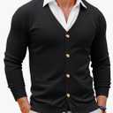 Runcati Mens Cardigan Sweater V Neck Button Down Sweaters Long Sleeve Lightweight Fall Knit Outwear with Pockets size Small 