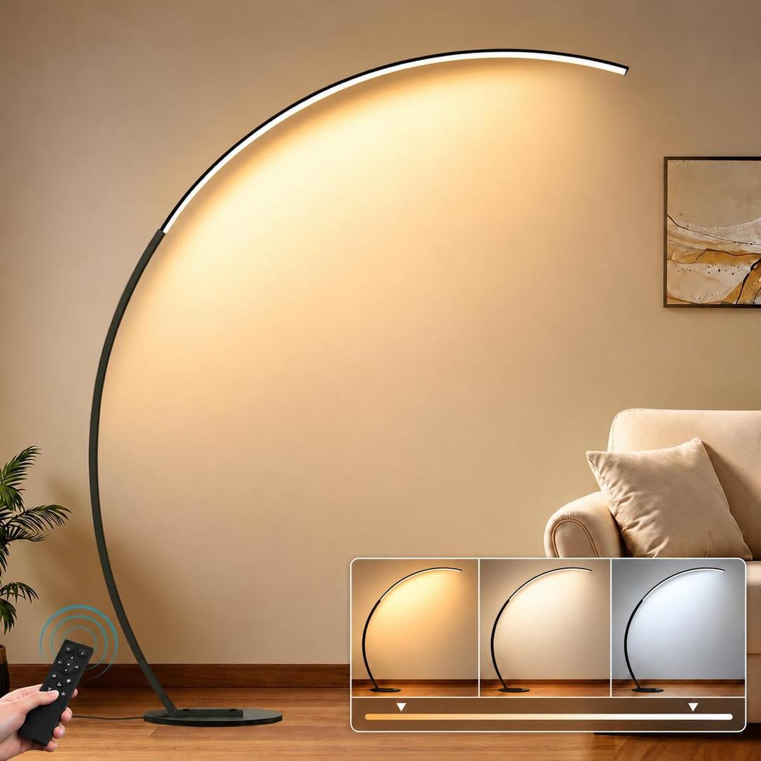 Dimmable LED Lamps for Living Room with 3 Color Temperatures, Ultra Bright 2000LM Arc Floor Lamps, Modern Standing Tall Lamp with Remote Control Reading Floor Lamp for Bedroom Office Classroom