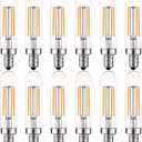 LUXRITE Vintage E12 LED Bulb 60W Equivalent, T6 T6.5, 2700K (Warm White), 500 Lumens, Dimmable Candelabra LED Tube Bulbs 5W, Clear Glass, Edison Filament Tubular Light Bulb, UL Listed (12 Pack), 10pcs Light Bulbs