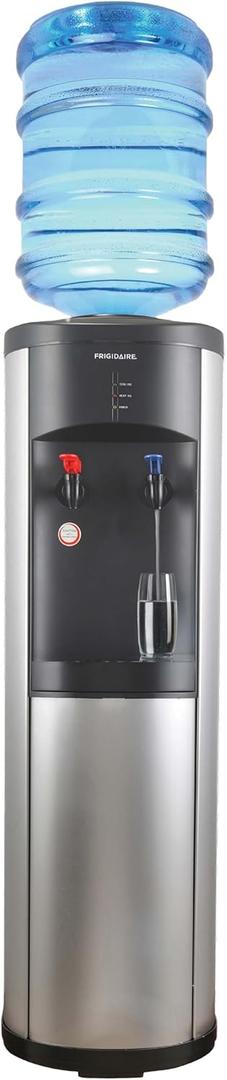 Frigidaire Water Cooler Dispenser, Top Load Water Cooler for Home, Garage, Dorm, RV & Cottage, Hot & Cold Water Dispenser for 3 and 5 Gallon Bottles, Stainless Steel