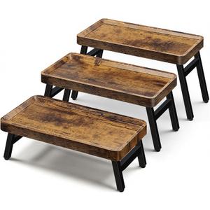 Cupcake Stand, 3 Tier Serving Tray Foldable Tiered Tray Stand Dessert Table Display Set Risers Display Stands Rustic Farmhouse Decor Food Tray for Cupcakes, Charcuterie, Fruit & Veggie