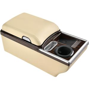 Coverado Center Console, Universal Bench Seat Center Console, Truck Back Seat Car Organizer with Cup Holder, Rear Central Car Armrest Box with Storage, Beige