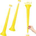2 Pcs Stadium Horn for Adult, 21 Inch Vuvuzela Plastic Collapsible Cheering Trumpets for Sporting Events Football Carnival Party (Yellow)
