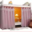 Quabanda 2 Panels,Dorm Home Solid Thicken Bunk Blackout Bed Curtains Cloth Bed Canopy Men Women Single Sleeper (59'' Height, Pink)