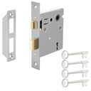 Upgraded Mortise Lock Replacement Parts, Vintage Old Style Indoor Mortise Lock Assembly Kit with Antique Skeleton Keys and Reversible Latch Bolt, Mortise Lock Set Interior Door Satin Nickel