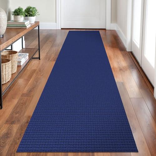 Ivissy Braided Runner Rug 2x8 Ft Washable Runners for Hallways Kitchen Runner Rug Rubber Backed Cotton Entryway Runner Indoor, Woven Floor Carpet for Hall Kitchen Bedroom, Royal Blue/Navy
