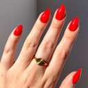 Glamnetic Press On Nails - Fiery Red | Opaque Bright Red Short Almond Fake Nails, Reusable | 15 Sizes - 30 Nail Kit (7-Fiery Red)