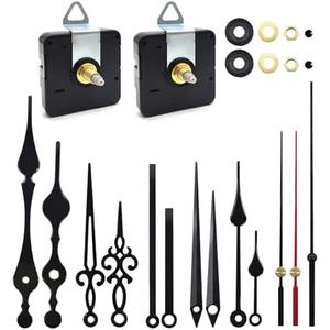 Quacc 2pcs Silent Quartz Clock Movement Long and Short Shaft with 5 Sets Hands, DIY Wall Clock Mechanism Battery Powered Motor Replacement Repair Clock Parts Kits (No Battery), Set of 2