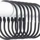 Goowin Shower Curtain Rings, 12 Pcs Shower Curtain Hooks, Oval Snap Shower Rings for Curtain, Metal Black Shower Curtain Rings Rust Proof, Glide Smoothly Shower Hooks for Shower Curtain Rod (Black)