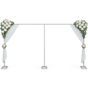 10x20ft Backdrop Stand Heavy Duty Pipe and Drape Backdrop Stand for Parties, Adjustable Pipe Kit Curtain Frame Stand for Photography Background Support,Wedding Arch Metal Frame (Silver)