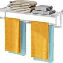 Double Towel Racks for Bathroom, Towel Rack with Shelf, Towel Shelf with Double Towel Bar Brushed Nickel, Wall Mount Towel Holder Stainless Steel, 32 Inch Towel Bar with Shelf