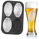 Football Ice Cube Tray 3D, Admaison Ice Ball Cube Mold with Funnel for Cocktails, Bourbon,Brandy, Whiskey Gifts for Men, Silicone Fun Shapes Black (Football)