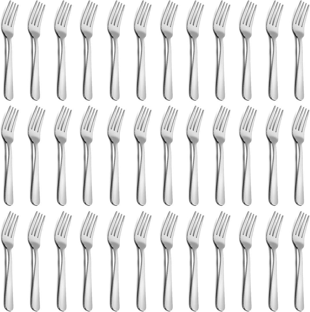 36-Piece Salad Forks Set, Funnydin 5.9" Stainless Steel Forks Silverware, Durable Dessert Forks Set, Cost-effective Small Forks for Home, Kitchen, Restaurant - Mirror Polished, Dishwasher Safe