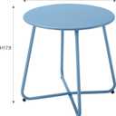 Meluvici Patio Outdoor Side Table Waterproof Round Metal Steel Small Side Table Weather Resistant Portable Outdoor and Indoor End Table for Garden Balcony Yard, Blue