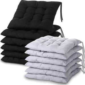 Geetery 12 Pcs Floor Pillows Bulk Seating Cushions for Floor Chair 15.7'' Large Meditation Cushion for Yoga Living Room Tatami Bedroom Balcony Office (Black Grey,Square)