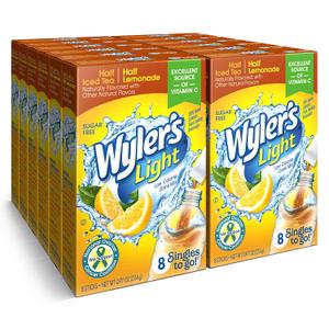 Wyler's Light Singles To Go Powder Packets, Water Drink Mix, Half Iced Tea/Half Lemonade, 96 Single Servings (Pack of 12) (EXP 05/09/29)