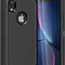Designed for iPhone XR Case [3 in 1 Full Body Protection] Rugged Heavy Duty Military Grade Cover, Shockproof/Drop 6.1 inch Phone Case(Black) (Case+2 Protectors)