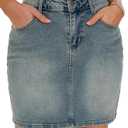 GUANYY Womens Mini Denim Skirt-Casual Stretch Slim Fit High Waisted Jean Skirts Classic Fade Medium : Clothing, Shoes & Jewelry