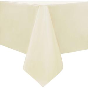 sancua 100% Waterproof Rectangle PVC Tablecloth - 54 x 108 Inch - Oil Proof Spill Proof Vinyl Table Cloth, Wipe Clean Table Cover for Dining Table, Buffet Parties and Camping, Beige