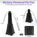 6 Packs Food Fans for Tables, AA Battery Powered, Portable Table Fans with Holographic Blades and Hook, Table Food Spinner Quiet for Picnic Home Party BBQ, Black, Small