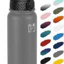Fanhaw 20 Oz Stainless Steel Insulated Sports Water Bottles with Straw for Kids, Men and Women (Gray)