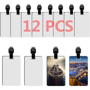 12 pcs Sublimation Luggage tag Blanks White Blank Travel Bag Baggage Tags with Strap Double Sided MDF Suitcase Label Tag with Slots