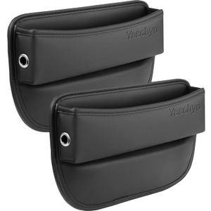 Car Seat Gap Filler 2 pack Car Gap Filler Seat Organizer Front Seat Leather Car Accessories for Women Men, Car Essentials for SUV Truck, Adjustable Seat Gap Filler Organizer for Phones, Keys, Cards (black)