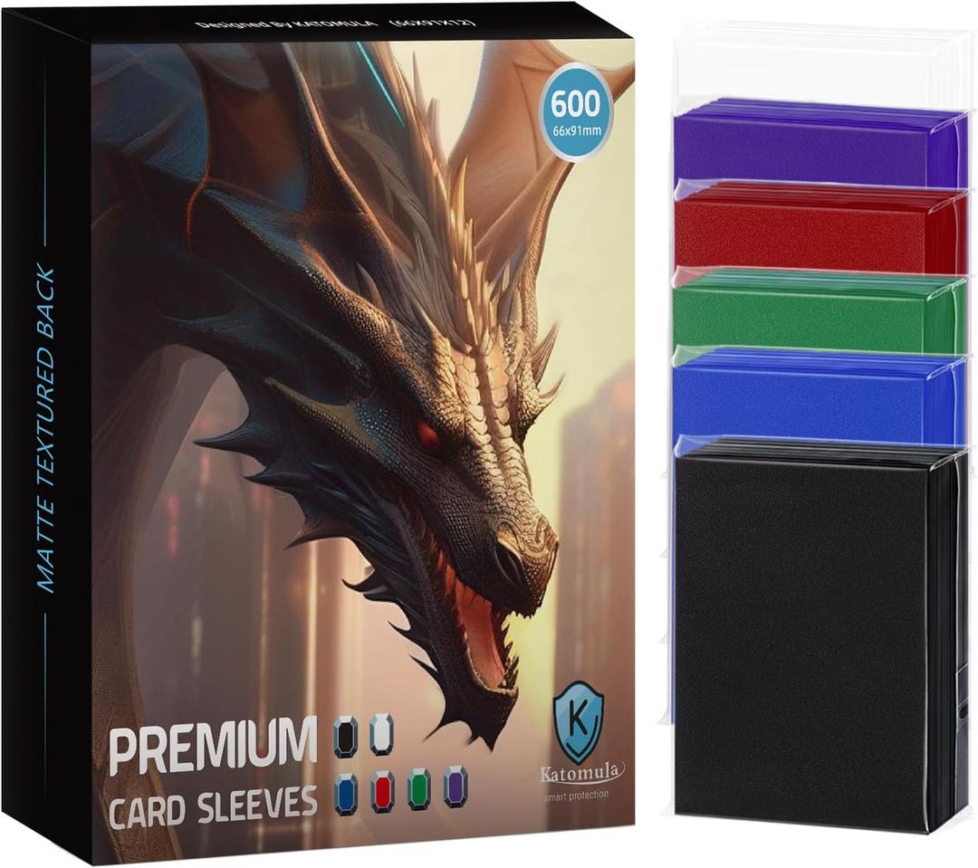 600CT MTG Card Sleeves, Katomula Clear Front Textured Back Card Sleeve Deck Card Protectors, Standard Size Card Sleeves for MTG, Baseball Card, Sports Cards, Game Card