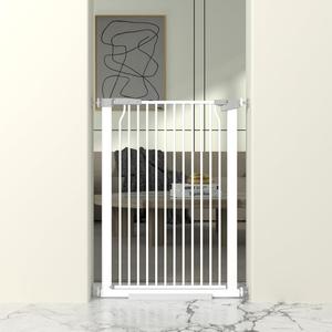 41" Extra Tall and Wide Baby Gate, 68.5-72.2'' Wide Pet Cat Gate for Doorway, Extra Wide Pressure Mounted Child Door with Expansion Kit, Metal Safe Gate, Tall Dog Gate, White