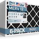BNX TruFilter 18x24x1 MERV 12 Odor Defense (6-Pack) AC Furnace Air Filter with Activated Carbon - MADE IN USA - Pleated Air Conditioner HVAC AC Furnace Filters - Removes Odor, Mold, Bacteria, Smoke