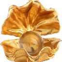 Pearl Oyster Statues Home Decor Living Room Decor Coffee Table Sculpture Bedroom Desk Decorations Gold Shelf Statue Office Figurine Desktop House Accent Aesthetic Collectibles Ornaments