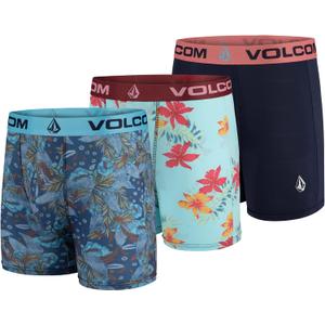 Volcom Mens Boxer Briefs 3 Pack Poly Spandex Performance Boxer Briefs Underwear (Large, Multi/Light Blue/Navy)