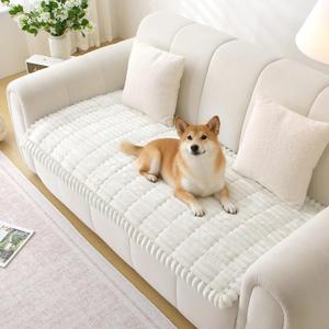 Pet Couch Covers for Sofa Washable Non Slip Dog Couch Cover Protector Pet Friendly Mat for 3 Cushion Sofa (Off White, 27.6" x 59.06")