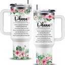 Hawaii Gifts Tumbler 40oz with Handle, Summer Hawaiian Gifts for Women, Hawaiian Tropic Ohana Coffee Cup, Christmas Birthday Appreciation Hawaii Gift for Aunt Sister Grandma Friends Colleagues