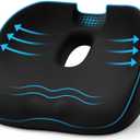 AUVON Innovative Donut Pillow Hemorrhoids Scientific Center Hole and Tailbone Cutout, Orthopedic Pain Relief Donut Seat Cushion for Coccyx, Sciatica, Postpartum Pregnancy, After Surgery Sitting Relief (Black)