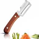 4 x Multifunctional Vegetable PeelerWith wooden handle & bottle opener and grater 3 in 1 kitchen gadgets for potatoes pumpkinsp garlic sugarcane pineapples carrots and other vegetables or fruits