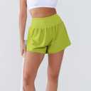 Women's High Waisted Running Shorts with Spandex, Athletic Shorts for Women Light and Airy with Wind-Resistant Fabric (Green)