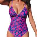 CUPSHE Women's One Piece Swimsuit Tummy Control V Neck Bathing Suits (L)