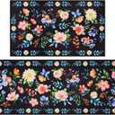 WERNNSAI Spring Kitchen Decor Rugs Set- 2 Piece Kitchen Mats Non-Slip Kitchen Backing Area Rugs Sweet Home Doormat Washable Waterproof Standing Mat for Indoor Outdoor Entry Floor (Black A)