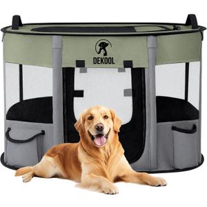 Foldable Pet Dog Playpen, Portable Dog Crate for Puppies, Cat, Rabbit, Chicks, Puppy Play Pen for Indoors, Kennel Tent Crate for Indoor Outdoor Travel Camping Use with Carrying Case (Green, L)