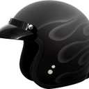 VCAN V85C 3/4 Open Face Motorcycle Helmet DOT Approved (Medium, Matte Black Ghost Flame)