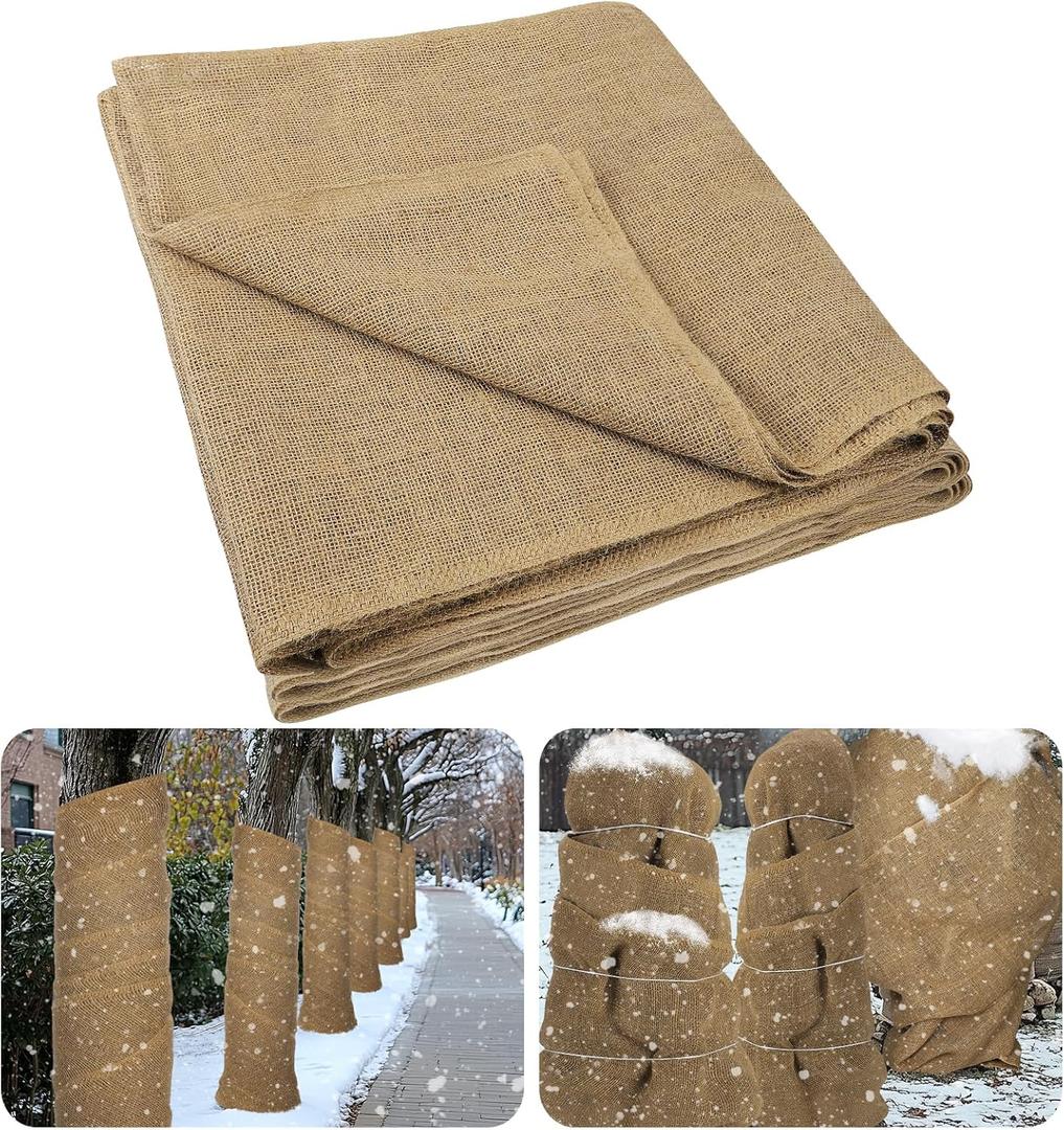 ANPHSIN 30ftx23.6in Natural Burlap Plant Covers Freeze Protection - Winter Frost Blankets Cloth Fabric Roll for Outdoor Bushes Trees Potted Plants Cold Weather