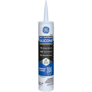 GE Supreme Silicone Caulk for Window & Door, Clear, 10 fl oz Cartridge, 1 Pack - 100% Waterproof Silicone Sealant, 7X Stronger Adhesion, Shrink & Crack Proof
