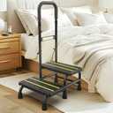 [2025 Upgrade] 2 Step Stool with Handle for Elderly with Sensor Night Light,Medical Heavy Duty Step Stool with Adjustable Handrail, Bedside Steps for People with Mobility Impairments,350lbs