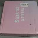 XUDREZ Roller Skates for Girls, Cute Light-up 4 Wheels Kids Skates, High-top PU Leather Rollerskates Perfect Indoor Outdoor Double Row Roller Skates (33-Youth 2/ Women's 3.5/ Men's 3, Pink Print)