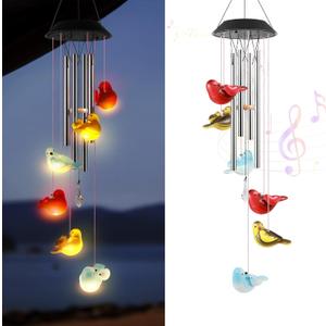 Solar Wind Chimes for Outside, Solar Bird Hanging Lights Outdoor Wind Chime, Waterproof Outdoor Decor for Patio Yard Garden Home