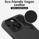 Aulumu A16 Vegan Leather Cooling iPhone 16 Pro Max Case | Updated Camera Control | with Cooling Fins | Luxury Comfort | Compatible with MagSafe | Complete Wrap-Around - Touch Black