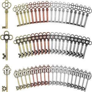 Hotop 60 Pcs Vintage Large Skeleton Key Set Finish Skeleton Bulk Steampunk Charms Antique Castle Dungeon Pirate Key for DIY Jewelry Making Birthday Party Favor Decoration Treasure
