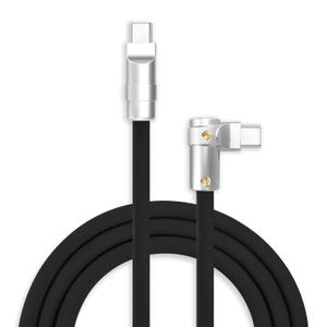 chubbycable FlexElbow 90 Degree 240W Fast Charging Cable Right Angle USB C Cable Silicone Charging Cord Compatible with iPhone 17-15 Series iPad, Black, Type-C to Type-C, 9.8FT